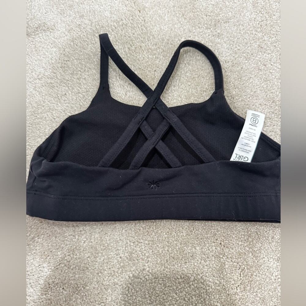Athleta Girls, black cross back sports bra, size M (8/10) - Picture 2 of 4